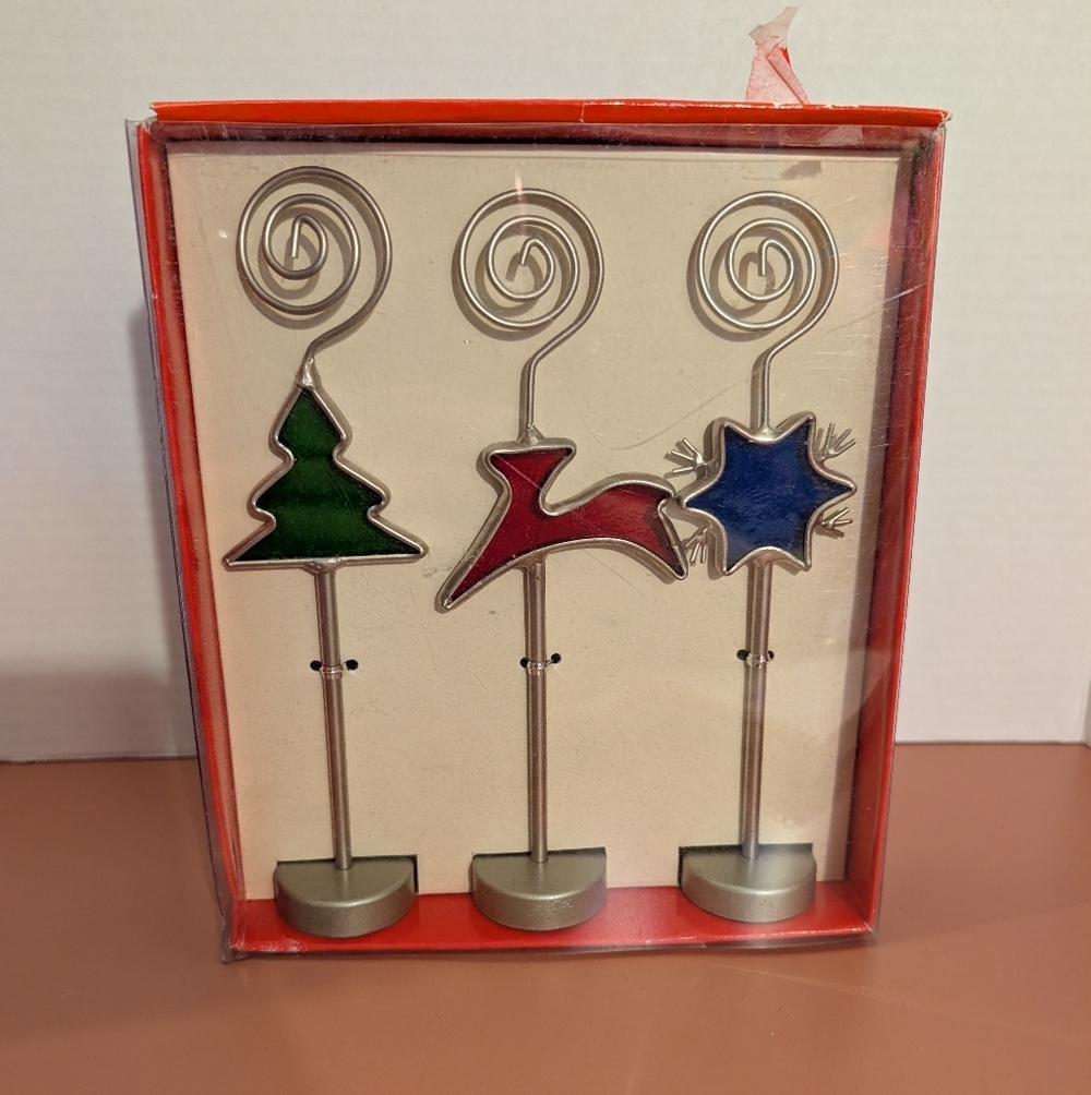 Pier 1 Imports Set of 3 Holiday Photo Holders (Christmas Style)